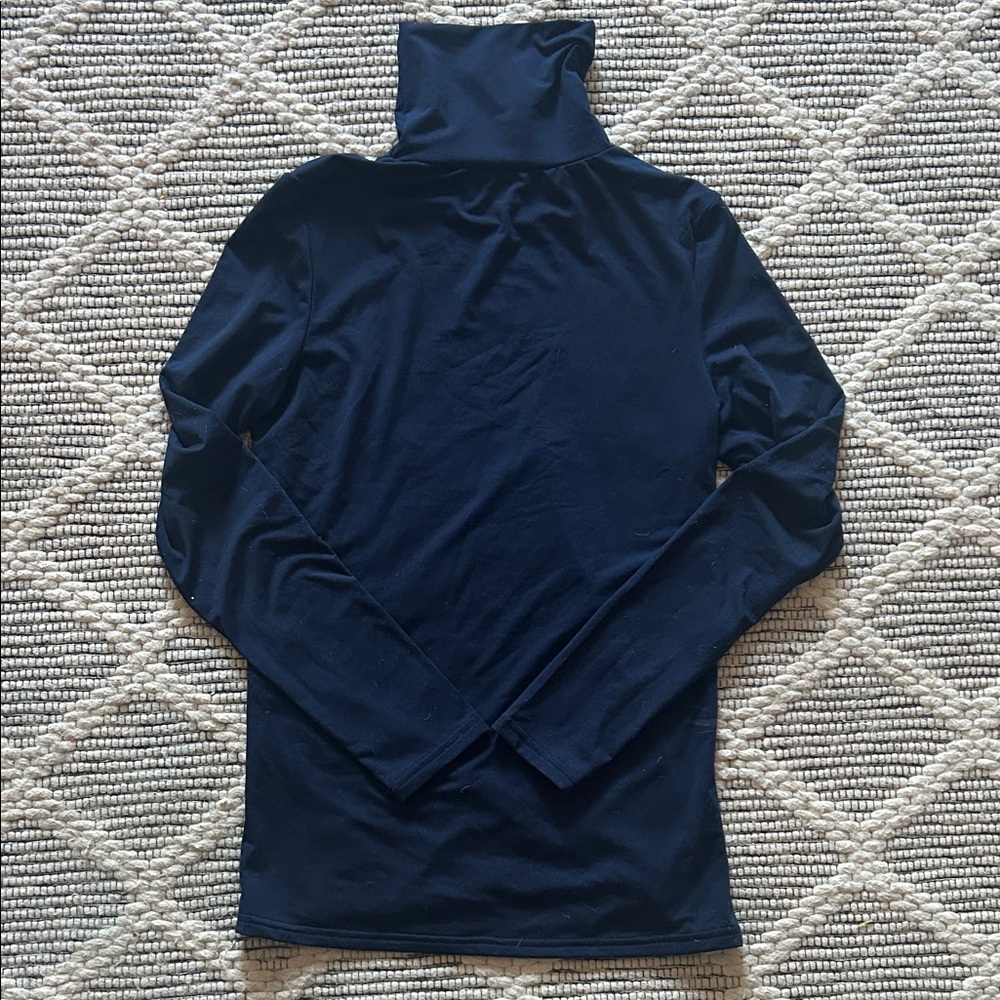 Navy Blue Women Soft Long sleeve Stretchy Lightweight Turtleneck Top MD